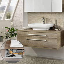 FACKELMANN Set di mobili da bagno Stanford 4 pezzi, con mobiletto sospeso e lavabo da appoggio 110 cm, con specchio a LED