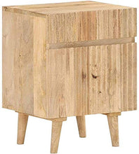 H-CAR Comodino Mobile Letto con 1 Anta e 1 Cassetto 40x35x54 Cm in Massello di Mango