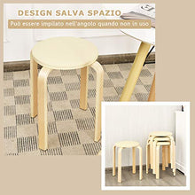 COSTWAY Set di 4 Sgabelli Impilabi, Sedia Rotonda per Cucina Bar, Legno