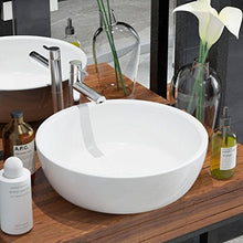 Lavabo da bagno rotondo in ceramica bianca 42 x 12 cm