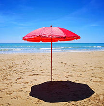 Joy Summer Ombrellone Spiaggia 200 cm in Polycotton Palo in Ferro Laccato Rosso Punta a Vite Mare Lido Vulcano - Rosso
