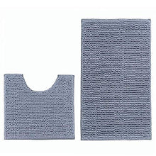 Set da bagno rettangolare in due pezzi a forma di U Tappeto da bagno indossabile lavabile Tappeto per la casa per il bagno(Dark gray)