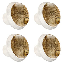 Maniglie per cassetti Manopole per cassetti Manopole rotonde Confezione da 4 per armadietto, cassetti, cassettiere, cassettiere ecc - Bussola della mappa del mondo retrò