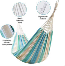 Amaca brasiliana da viaggio, amaca portatile con borsa per il trasporto, per cortile, portico, esterno e interno (strisce blu e verde)