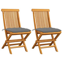 vidaXL Sedie da Giardino con Cuscini Grigi 2 pz in Massello di Teak