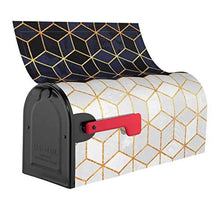 Elisabeth Fredriksson - Cover magnetica per cassetta postale, design unico, motivo cubi bianchi e navy, per decorazione giardino, dimensioni standard, 53 x 45 cm