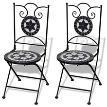 FAMIROSA Set da Bistrot 3 pz in Piastrelle di Ceramica Nero e Bianco