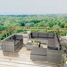 Tidyard Set Divani da Giardino, Set Divano Esterno 32 pz in Polirattan Grigio