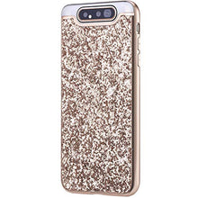Saceebe Compatibile con Galaxy A80 Custodia Silicone TPU Paillettes Glitter Strass Silicone TPU Case PC Coperture [placcatura bordo] Bumper Case Ultra Sottile Antigraffio,oro rosa&