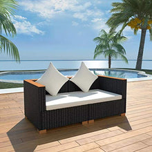 GOTOTOP Divano Angolare da Giardino,Divano da Esterno 2 Posti,con 2 Cuscini di Seduta e 2 Cuscini per Lo Schienale,in Polyrattan,Nero e Marrone,69.5 x 69.5 x 57.5 cm