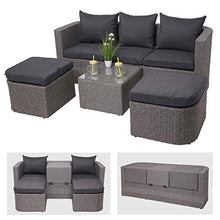 Mendler Salottino da Esterno HWC-J37 Intreccio polyrattan Acciaio Spun Poly Grigio Cuscini Antracite