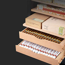 VIY Umidificatore per Sigari, Humidor con Ripiani in Legno di Cedro, 16-22°C, Touch Display Digitale, 38 Db, Illuminazione A LED, 70L, Nero