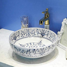 Jgophu - Lavabo da appoggio in ceramica, dipinto a mano, stile vintage