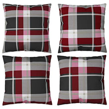 Buyounger Cuscini Decorativi 4 pz a Quadri Rossi 50x50 cm in Tessuto