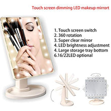 YO-HAPPY Staffa di Supporto, 16/22 LED Touchscreen Oscuramento LED Specchio per Trucco Specchio cosmetico con Rotazione a 360 °
