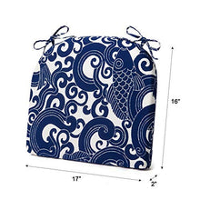 Cuscino rotondo impermeabile per esterni e interni, 43,2 x 40,6 x 5,1 cm, blu carpa, confezione da 2