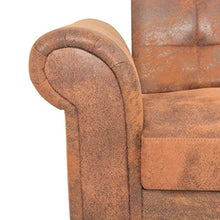 Festnight Divano Letto Chesterfield Moderno con Braccioli Pelle Scamosciata Sintetica Marrone