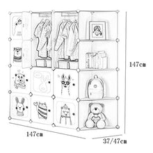 Locker Withdoor Armadio Armadio Hanging Rimovibili di Plastica Divide-Grid Angolo Ampi Ripiani Abbigliamento Home Camera Blu MUMUJIN (Size : 147X37X147CM)