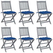 vidaXL Sedie da Giardino Pieghevoli 6pz con Cuscini in Massello Acacia