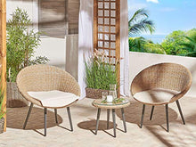 Beliani Set da Giardino in Rattan Beige con Tavolino e 2 Poltrone più Cuscini ORTIGIA