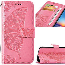 Saceebe Compatibile con Huawei Mate 10 lite Custodia pelle Cover a libro Portafoglio Flip Case [Custodia in pelle goffrata con fiori e farfalle con cordino] anteriore e posteriore Bumper Case,rosa