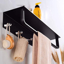 AGGF Mensole per Doccia da Bagno Mensola per Bagno Doccia Oragnizer Mensole per Bagno in Alluminio Decorativo con 5 Ganci Supporto per portasciugamani Singolo a Parete Nero