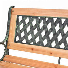 Panca da giardino a 2 posti, con schienale in legno e ferro battuto per esterni