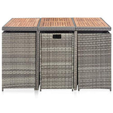 SKM Set da Pranzo da Giardino 11 pz con Cuscini Polyrattan Grigio (101.5kg)