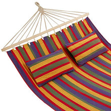 TecTake 800809 Amaca per Due Persone, Barra in Legno, Versatile, 2X Morbidi Cuscini, Arredamento Esterno, Campeggio Escursioni Balcone, Nuovo (Righe)