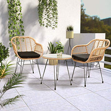Casaria Set da Balcone Tavolo 2 Sedie Salottino Arredo Giardino Look Naturale Bambu Terrazza con Cuscini