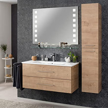 FACKELMANN B.Perfekt - Set di mobili da bagno 4 pezzi, con lavabo in ceramica, 100 cm e specchio da bagno a LED