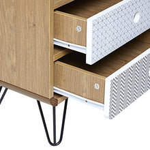 VS Venta-stock Comodino Buda con 2 cassetti, Colore Quercia, Gambe Metalliche in Nero
