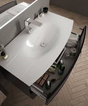 Mobile bagno sospeso moderno Comfort nero, misura cm 100, con specchio led, lavabo e colonna