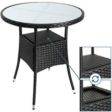 Casaria Tavolo da Giardino Rotondo Ø60cm polyrattan tavolino da Balcone mobili da Esterno terrazza Bar Nero