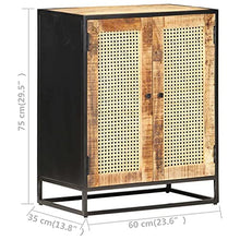 vidaXL Credenza 60x35x75 cm in Legno di Mango Grezzo e Canna Naturale