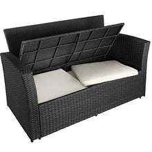 TecTake 800719 Salottino in Rattan, Componibile con Versatilità, Resistente ai Raggi UV, Robusto Acciaio, Tavolo con Piano & Cuscini - Disponibile in Diversi Colori (Nero | No. 403278)