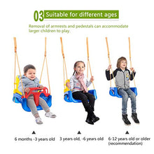 Altalena per bambini 3 in 1 elastico pieghevole per bambini in PP ambientale, dondolo a dondolo sedia a dondolo per esterni (giallo + blu)