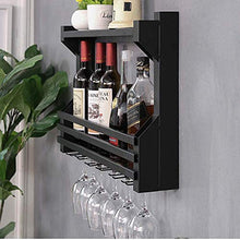 ACUIPP Portabottiglie in metallo a parete | Portabottiglie e portabicchieri da vino | Portabicchieri da appendere | Perfect Home Kitchen Decor Dfvv,Nero,60 * 11 * 43cm