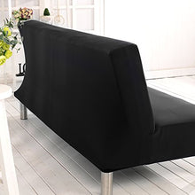 Willtone Copridivano senza Braccioli Elasticizzato in Poliesteri Spandex Copertura per Divano Elastica 2 Posti Tinta Unita (Nero, 160-195cm)