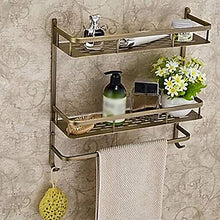 SWNN Bathroom Shelves Vintage Two-Layer + Single Rod Ottone Antico Ottone Materiale 1 Mensola/mensola da Bagno