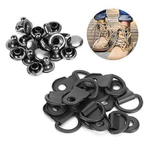 HelloCreate - Set di 100 ganci per lacci da scarpe, con fibbia ad anello, in ottone, per scarpe fai da te, 9 x 14 mm, colore: Nero opaco