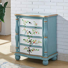 Comodino Comodino 4 cassetti, Antico Afflitto Verniciato Comodino Retro Paese Comodino Quattro cassetto Locker Blu Piccolo Comodino contemporanea (Color : Blue, Size : 65x40x77.5cm)