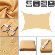 LINGXING Vela Ombreggiante, Tettuccio Parasole da Giardino Resistente all'Acqua Rettangolare 96,5% Blocco UV con Corda Libera (3X6m,Beige Giallo)