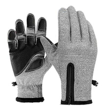 ASFD Guanti Caldi Antivento Guanti con Cerniera per Esterni Guanti Touch Screen con Dita Intere Grigio M.