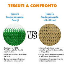 BAKAJI Tenda da Sole Telo Parasole a Righe in HDPE Resistente Protezione UV 90% per Balcone e Veranda Dimensione 150 x 290 cm con Anelli di Aggancio (Verde)