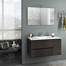 tft Mobile da Bagno Sospeso con Lavabo Specchio e Lampada a LED FEBE Rovere Wengè
