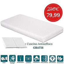 EVERGREENWEB - Materasso per Bambini 70x140 alto 12cm Lettino o Culla + Cuscino ANTISOFFOCO GRATIS con Fodera Bianca in Cotone 100% Naturale Rivestimento Tessuto Sfoderabile Anallergico Lavabile SYMBA