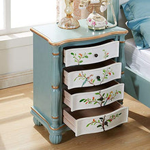 Comodino Comodino 4 cassetti, Antico Afflitto Verniciato Comodino Retro Paese Comodino Quattro cassetto Locker Blu Piccolo Comodino contemporanea (Color : Blue, Size : 65x40x77.5cm)
