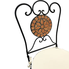 2 sedie pieghevoli decorative a mosaico, in terracotta, con imbottitura per sedia, beige, per interni ed esterni