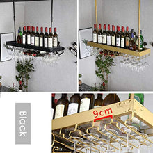 SBDLXY Portabottiglie 2 in 1 - Portabottiglie e portabottiglie in Ferro da Appendere alla Parete [Altezza 30-60 cm Regolabile] - Portabicchieri a soffitto con Cornice Nera
